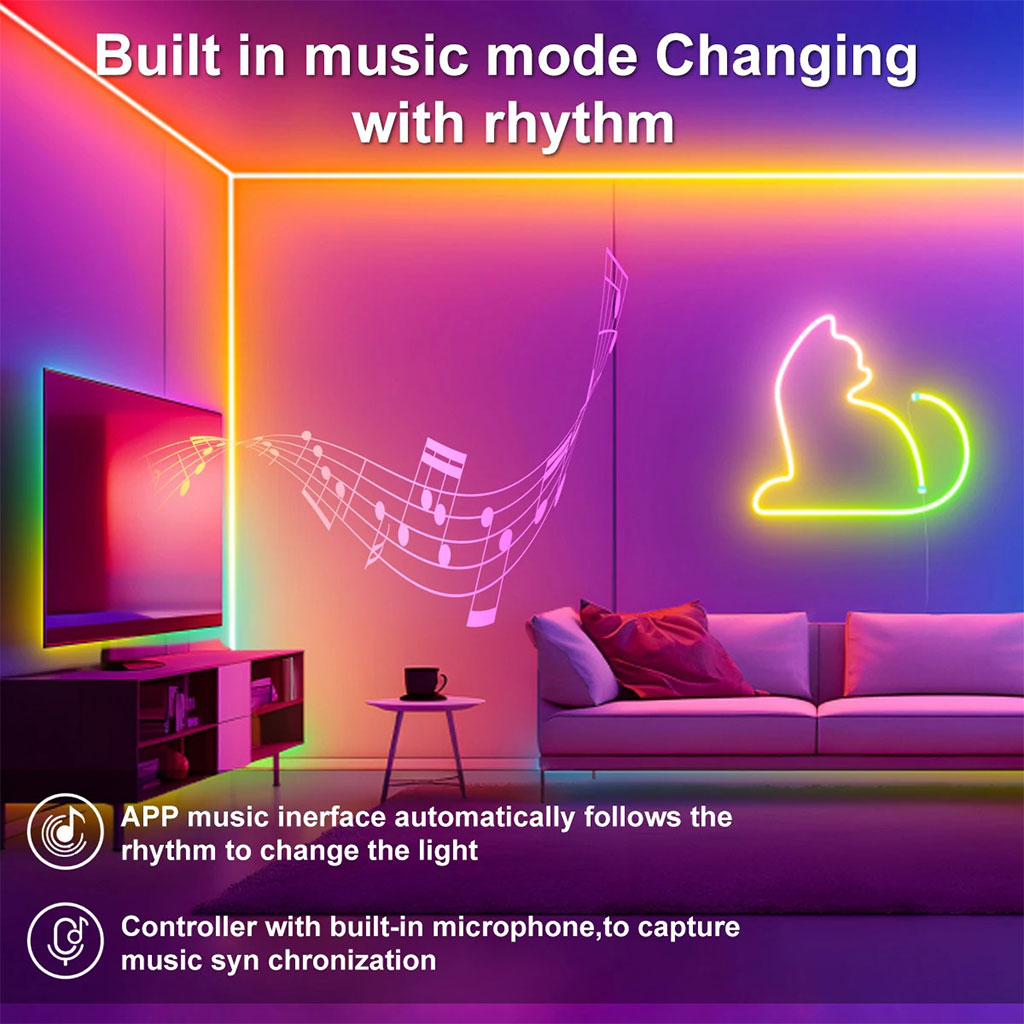 شريط إضاءة LED ذكي بتقنية Bluetooth مع تحكم عبر التطبيق ✨